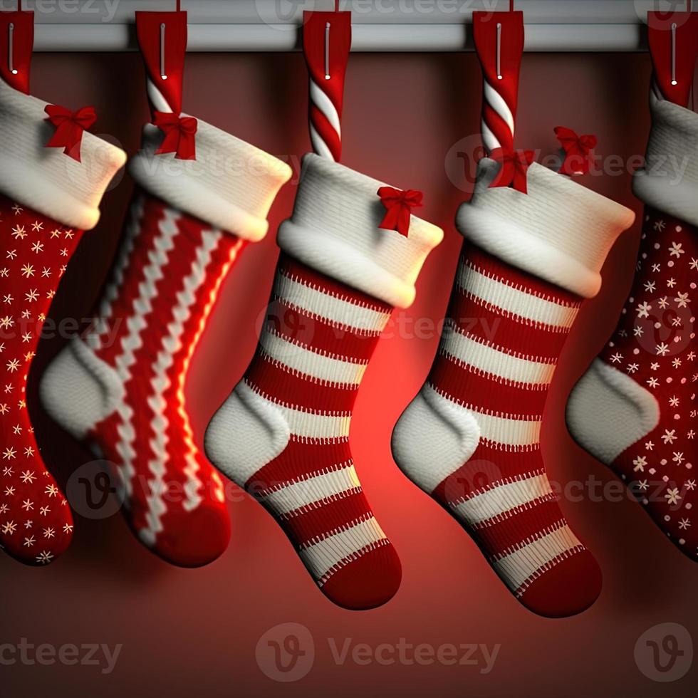 3d christmas stockings on isolated white background. Holiday, celebration, december, merry christmas photo