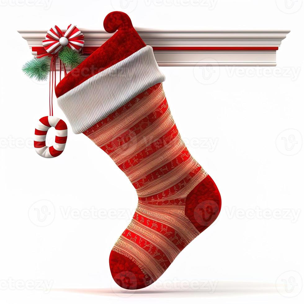 3d christmas stockings on isolated white background. Holiday, celebration, december, merry christmas photo