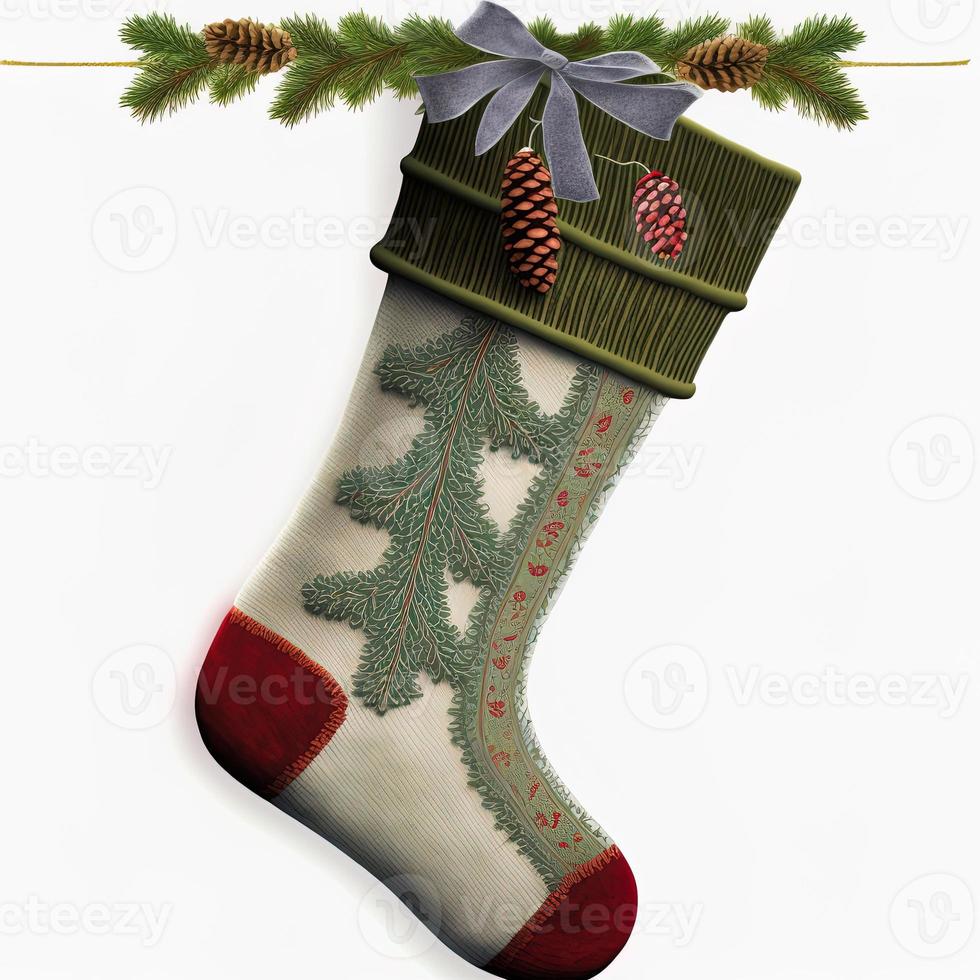 3d christmas stockings on isolated white background. Holiday, celebration, december, merry christmas photo