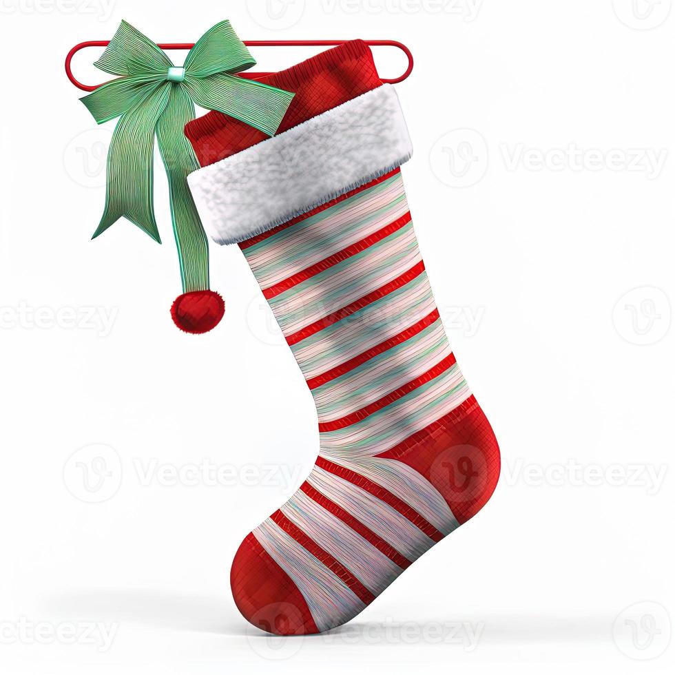 3d christmas stockings on isolated white background. Holiday, celebration, december, merry christmas photo