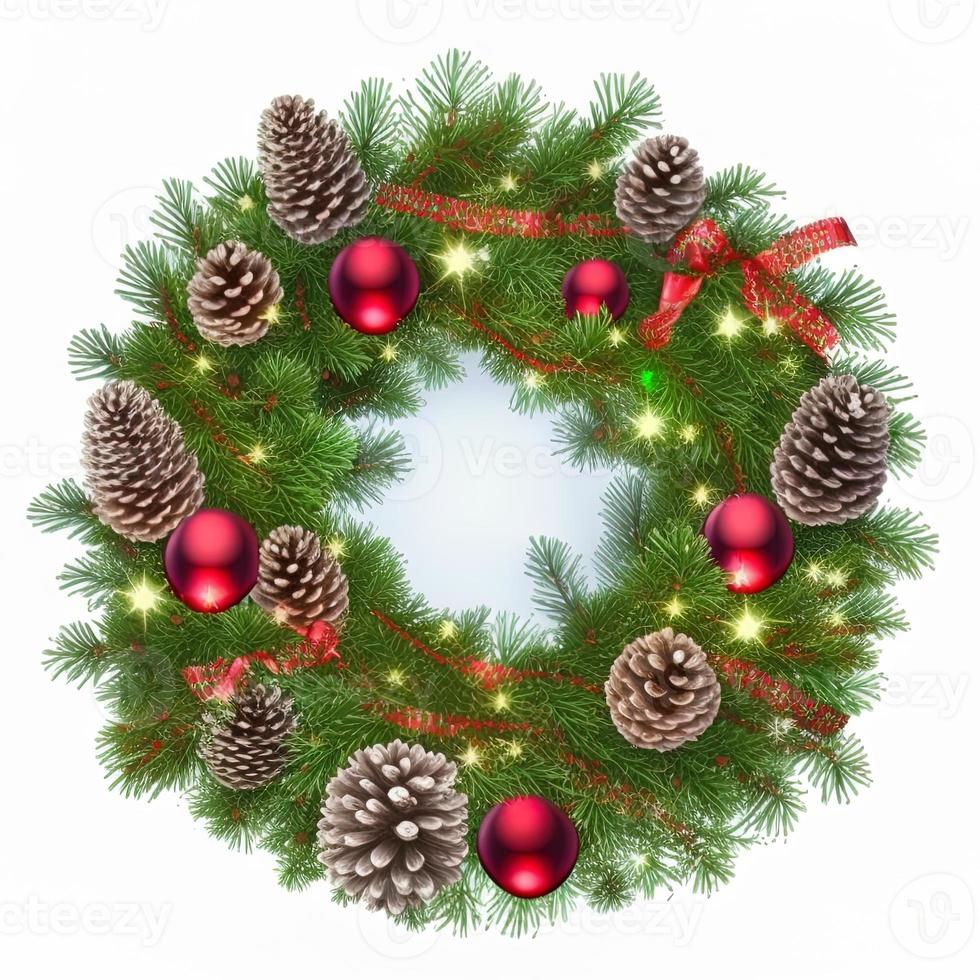 3d christmas Wreath on isolated white background. Holiday, celebration, december, merry christmas photo