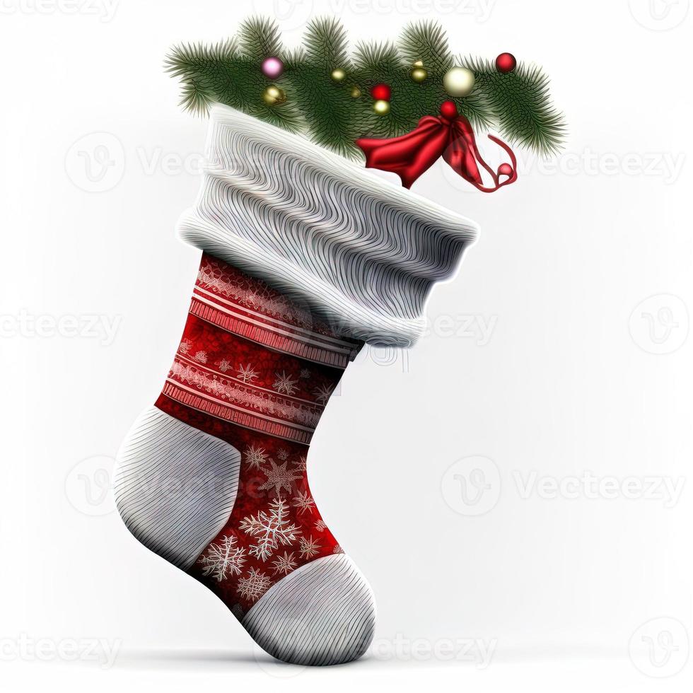 3d christmas stockings on isolated white background. Holiday, celebration, december, merry christmas photo