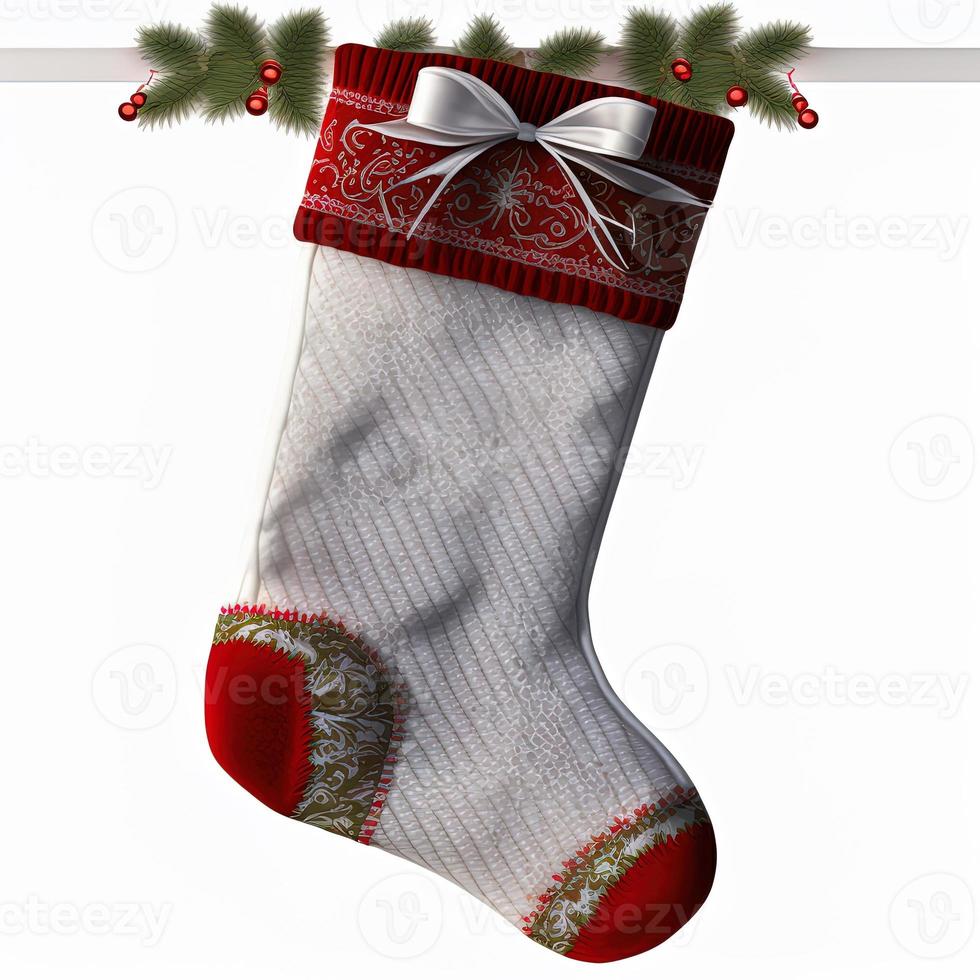 3d christmas stockings on isolated white background. Holiday, celebration, december, merry christmas photo