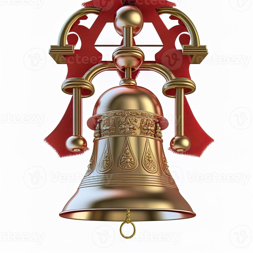 3d christmas bells on isolated white background. Holiday, celebration, december, merry christmas photo