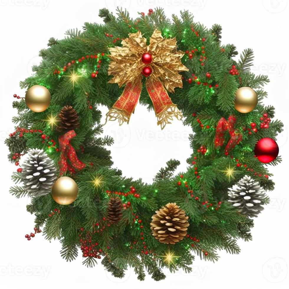 3d christmas Wreath on isolated white background. Holiday, celebration, december, merry christmas photo