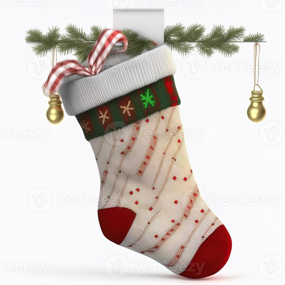 3d christmas stockings on isolated white background. Holiday, celebration, december, merry christmas photo