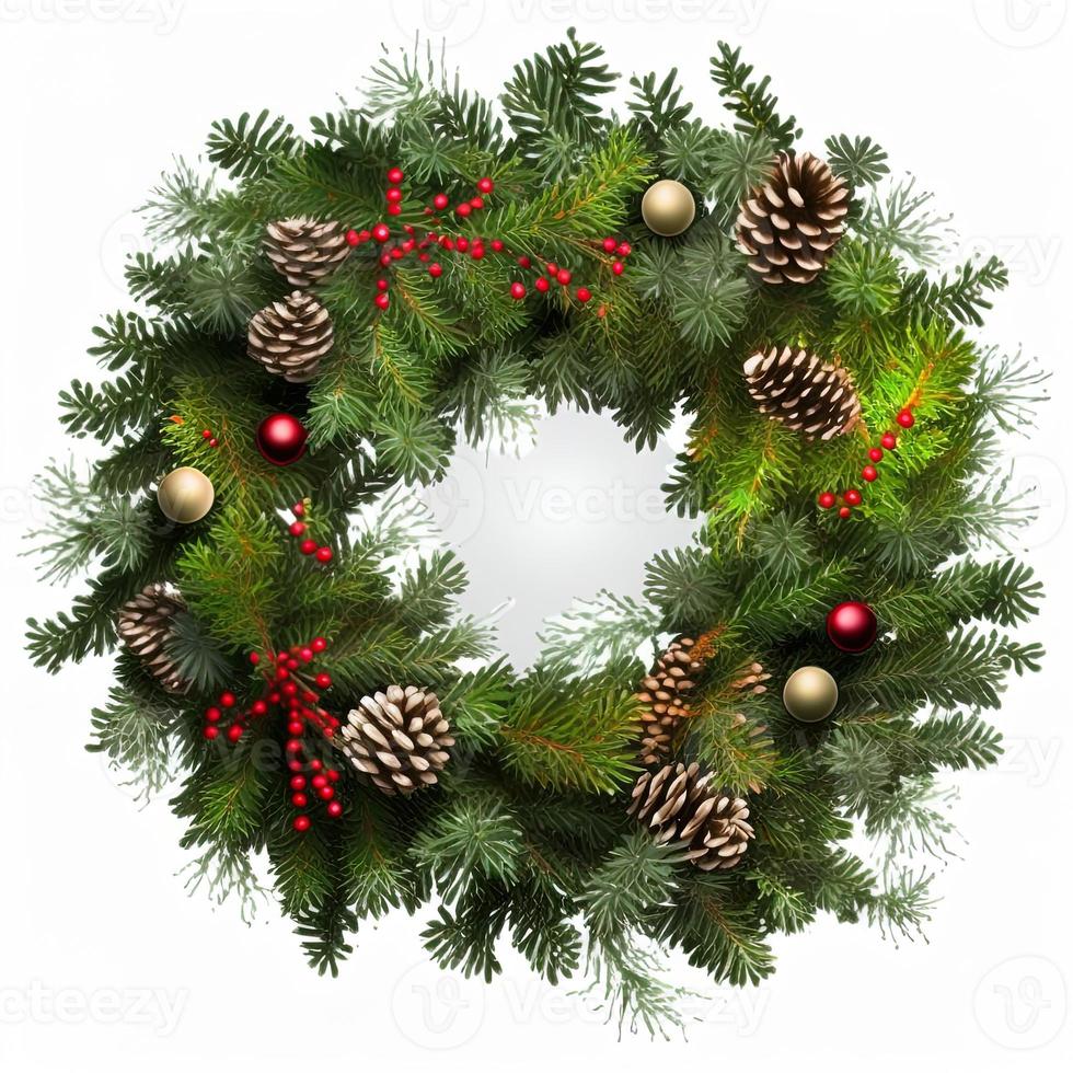 3d christmas Wreath on isolated white background. Holiday, celebration, december, merry christmas photo