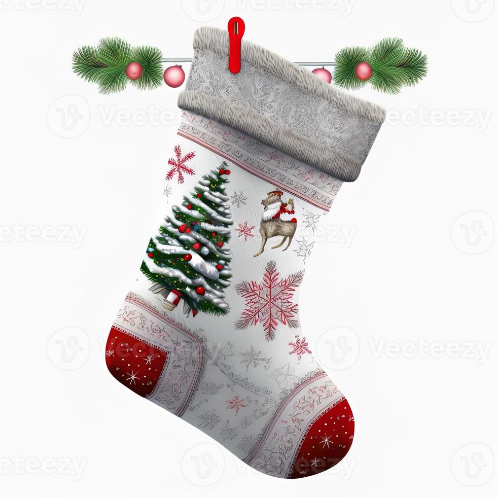 3d christmas stockings on isolated white background. Holiday, celebration, december, merry christmas photo