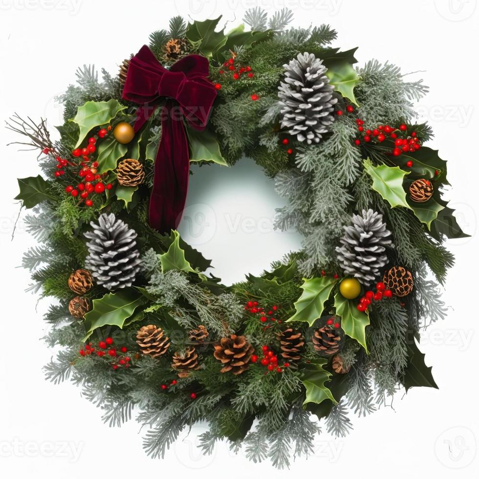 3d christmas Wreath on isolated white background. Holiday, celebration, december, merry christmas photo