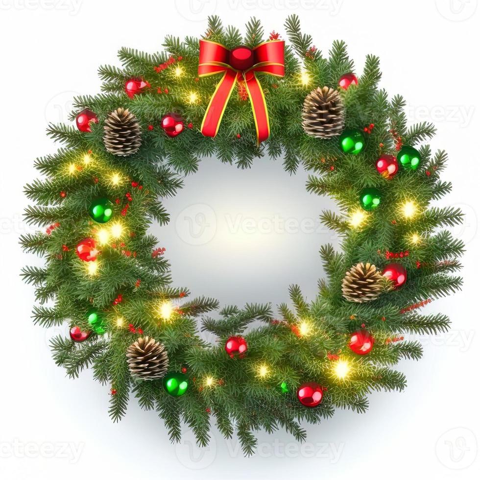 3d christmas Wreath on isolated white background. Holiday, celebration, december, merry christmas photo