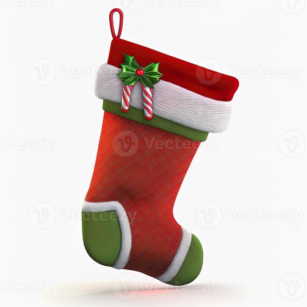 3d christmas stockings on isolated white background. Holiday, celebration, december, merry christmas photo