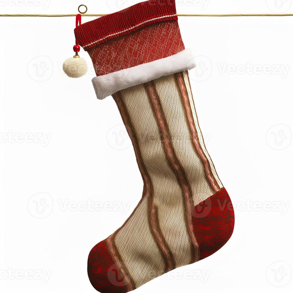 3d christmas stockings on isolated white background. Holiday, celebration, december, merry christmas photo