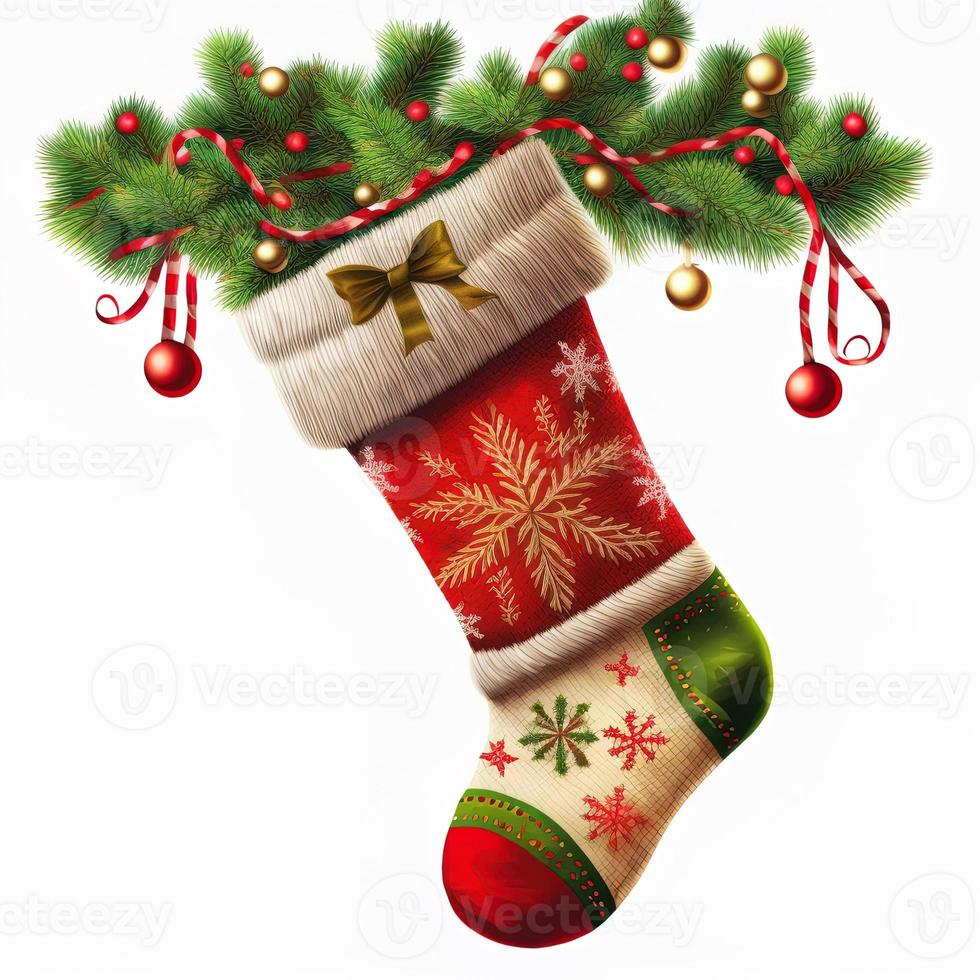 3d christmas stockings on isolated white background. Holiday, celebration, december, merry christmas photo