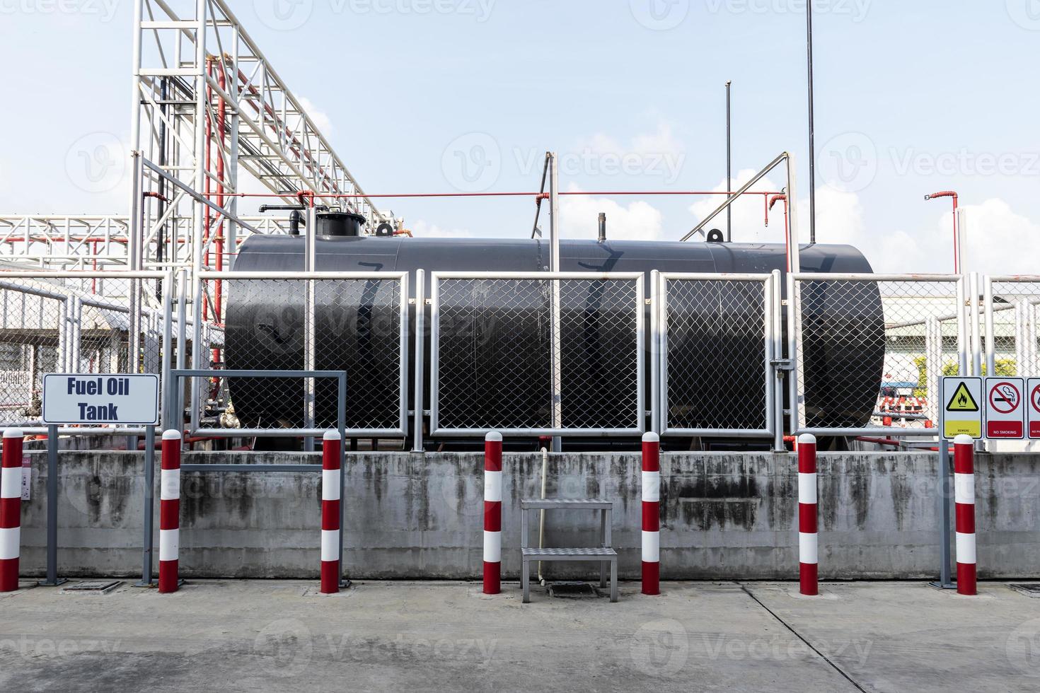 Black fuel oil tanks are used for industrial plants. photo