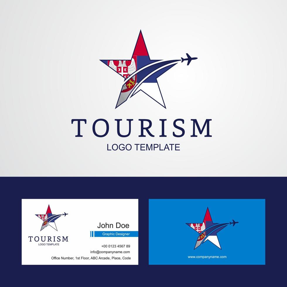 Travel Serbia flag Creative Star Logo and Business card design vector