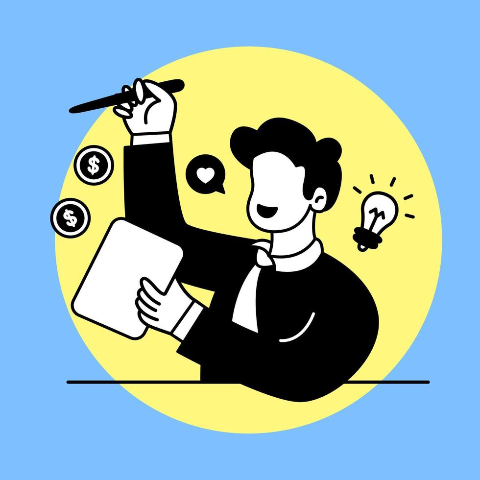 Man using digital tablet and get business idea. Business Marketing concept illustration vector