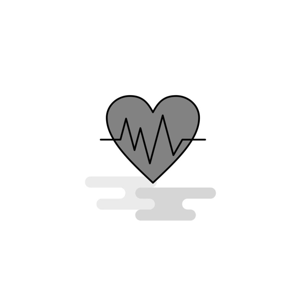 Heart ecg Web Icon Flat Line Filled Gray Icon Vector