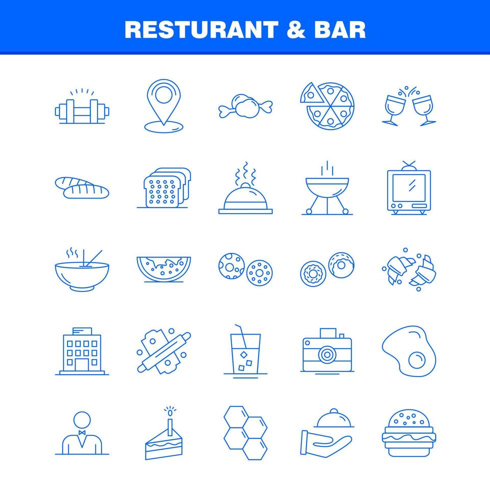 Restaurant And Bar Line Icon for Web Print and Mobile UXUI Kit Such as Casino Gambling Game Group House Camera Entertainment Image Pictogram Pack Vector