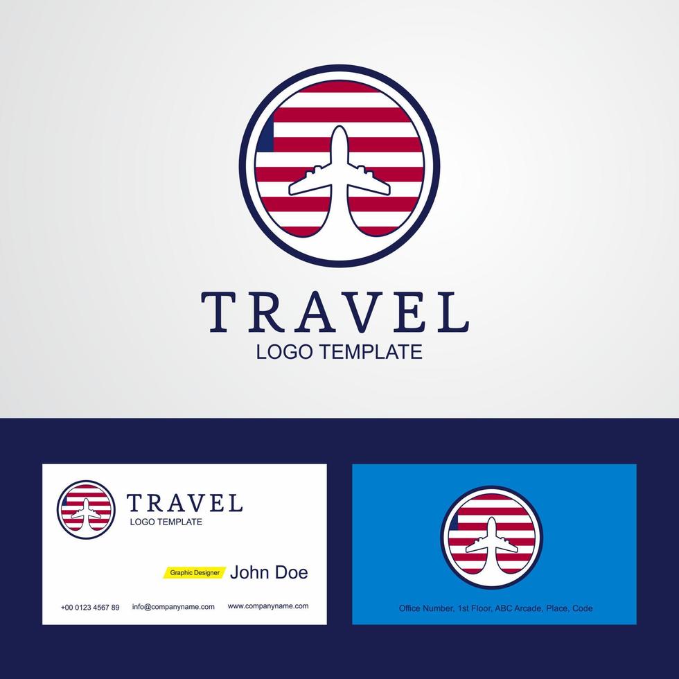 Travel Liberia Creative Circle flag Logo and Business card design vector