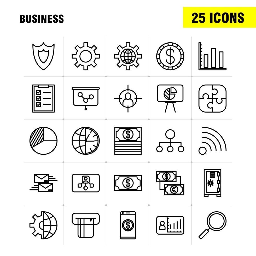 Business Line Icons Set For Infographics Mobile UXUI Kit And Print Design Include Internet Globe Global Communication Mouse Computer Device Pointer Eps 10 Vector