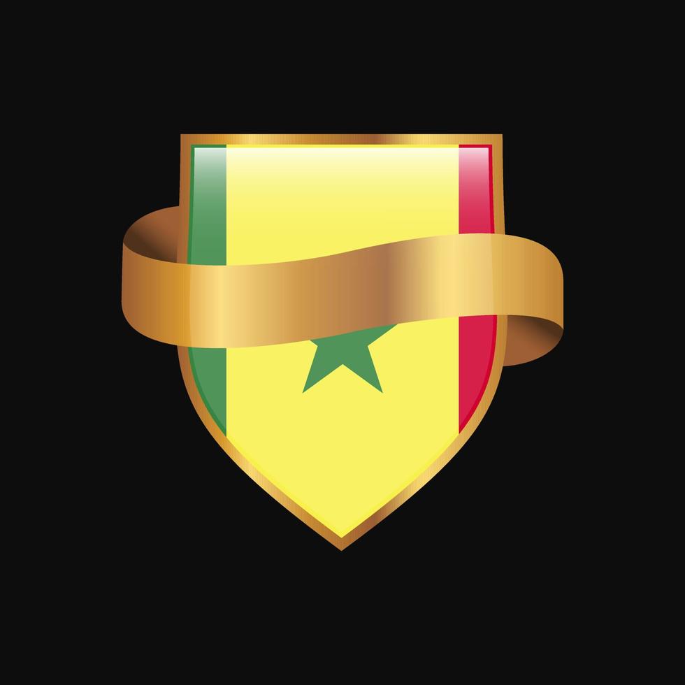 Senegal flag Golden badge design vector