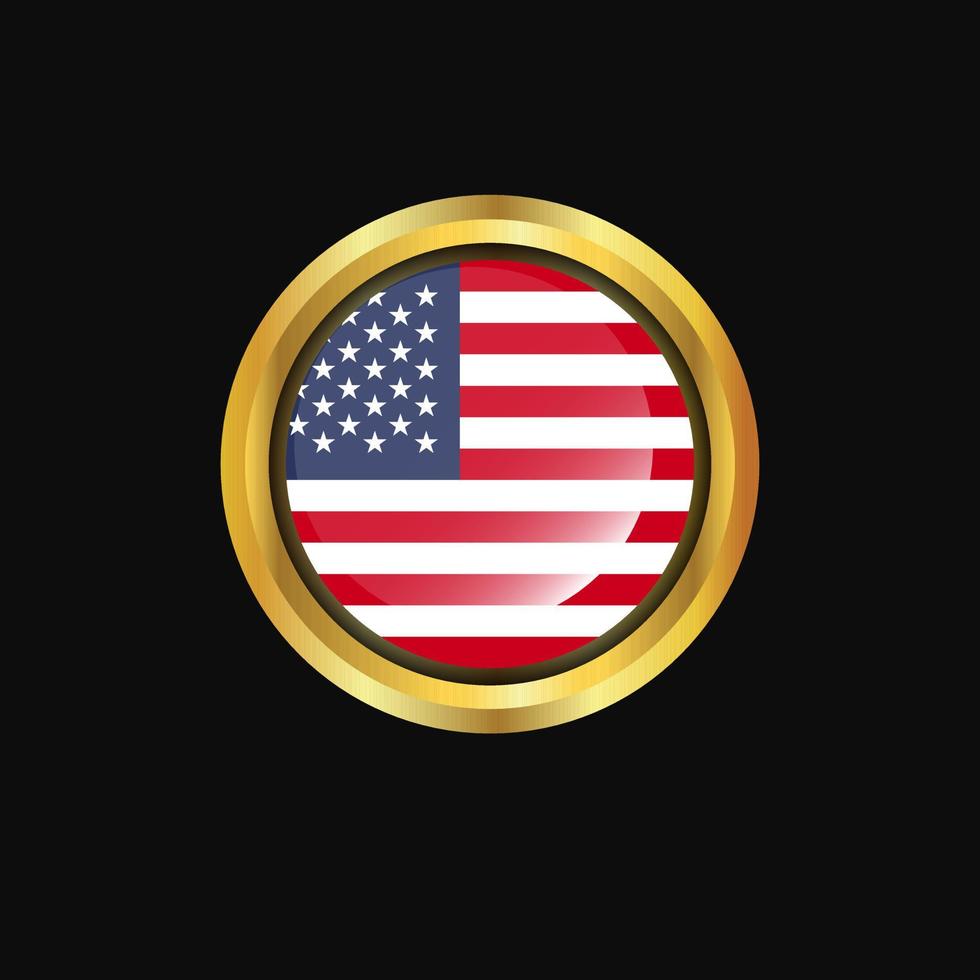 United States of America flag Golden button vector