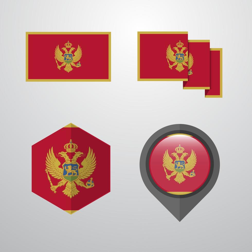 Montenegro flag design set vector