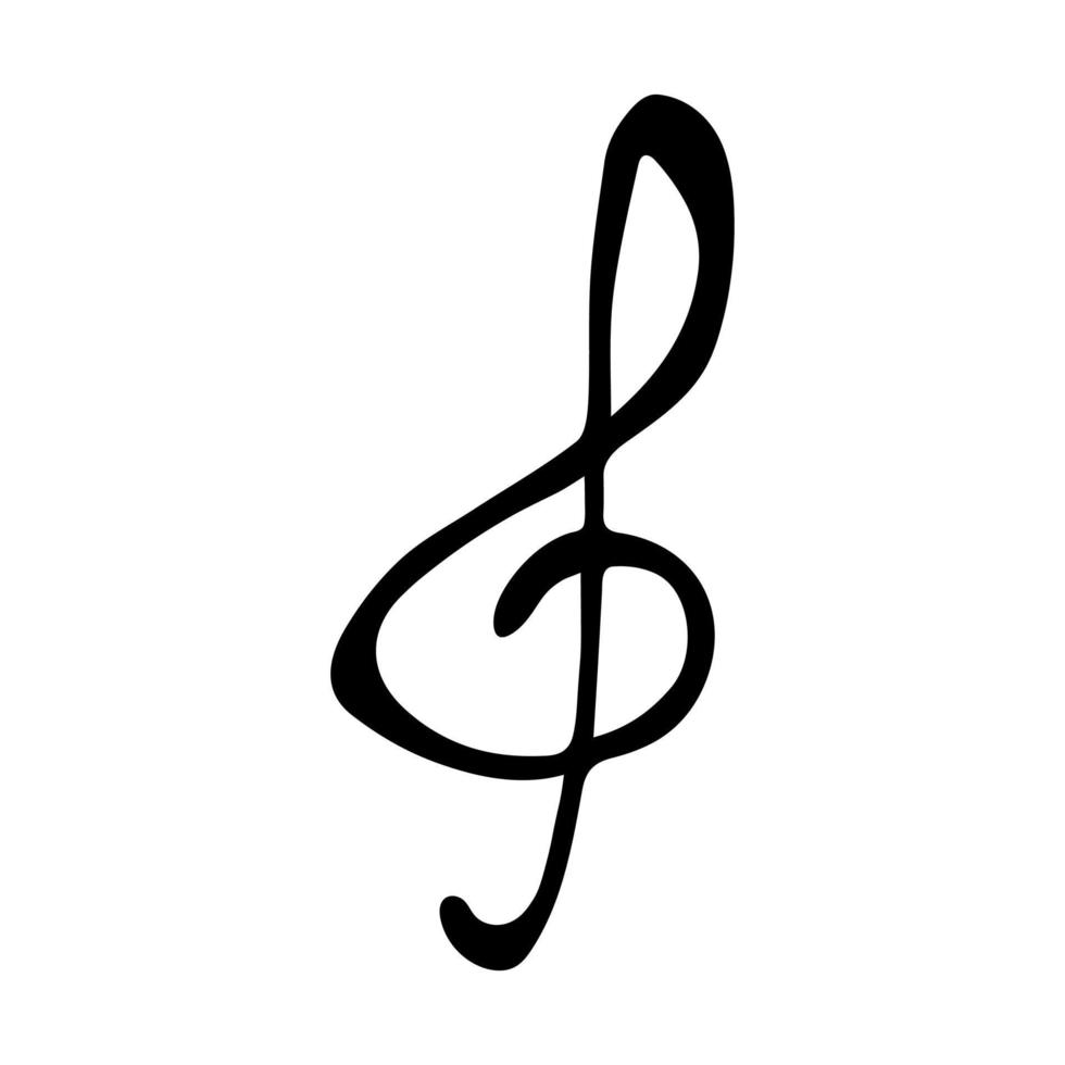 Treble clef doodle. Hand drawn musical symbol. Single element for print, web, design, decor, logo vector