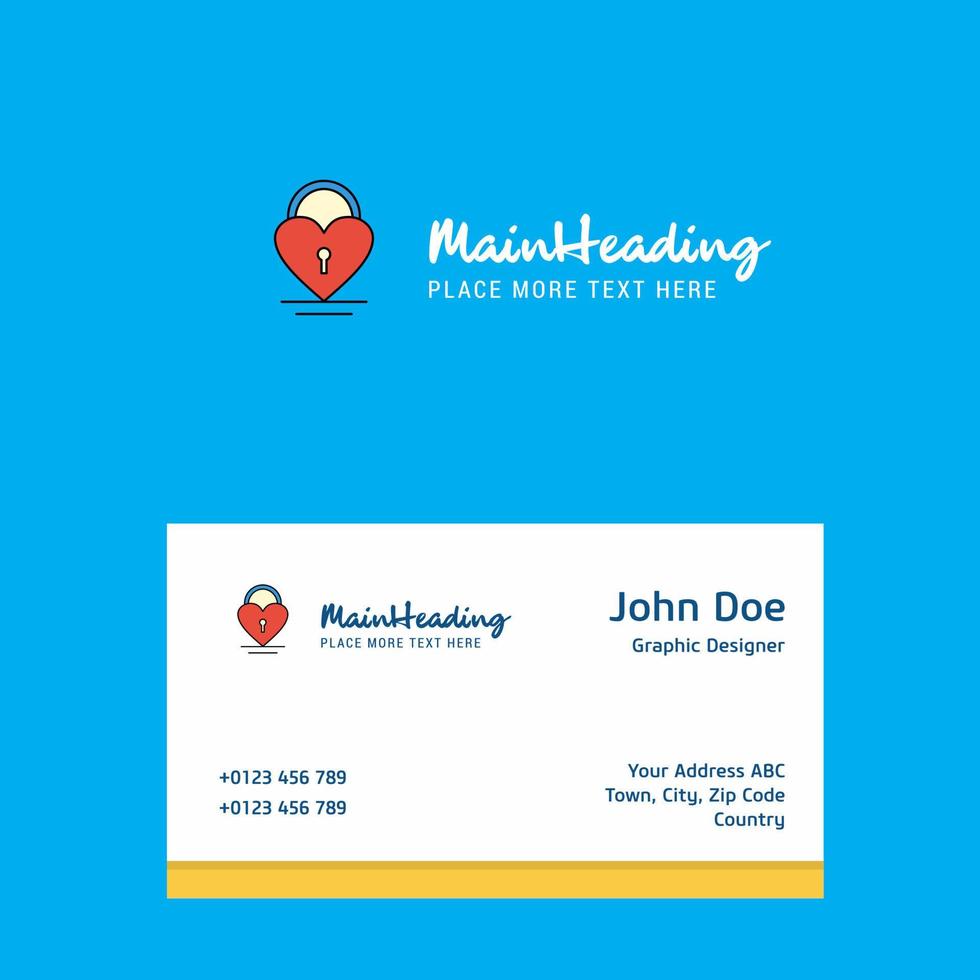 Heart lock logo Design with business card template Elegant corporate identity Vector