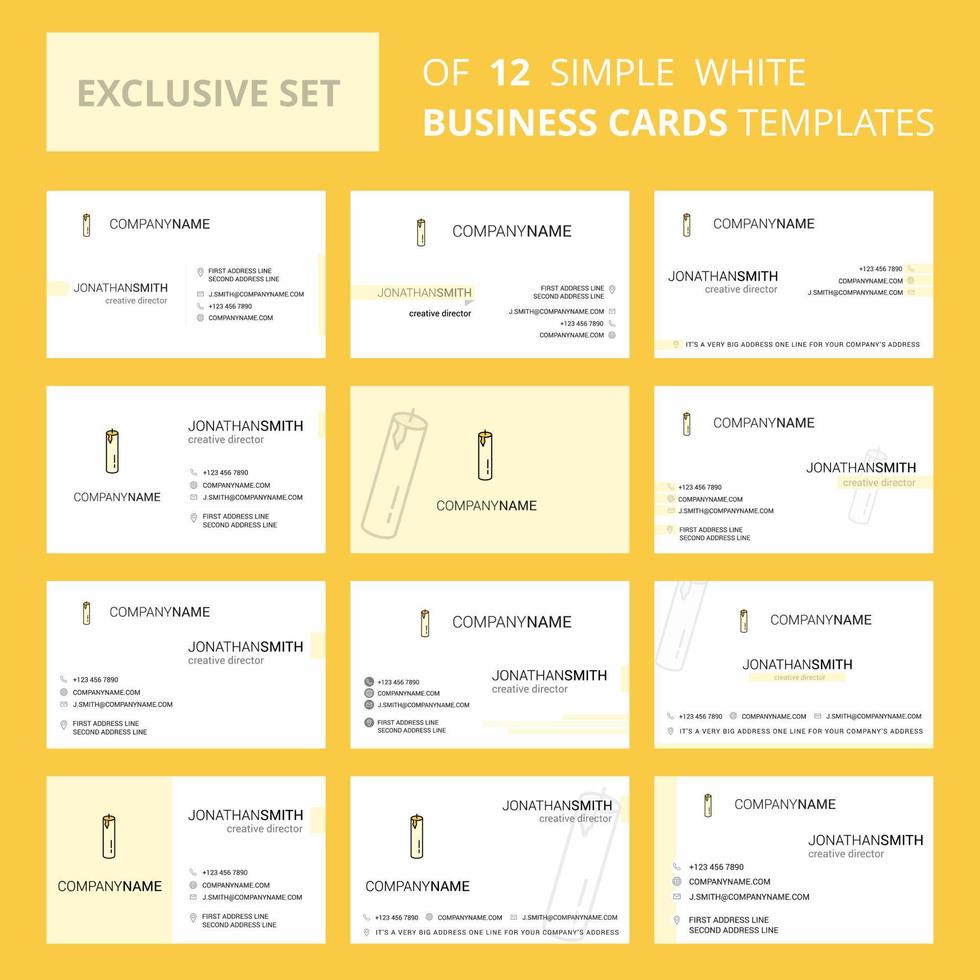 Set of 12 Candle Creative Busienss Card Template Editable Creative logo and Visiting card background vector