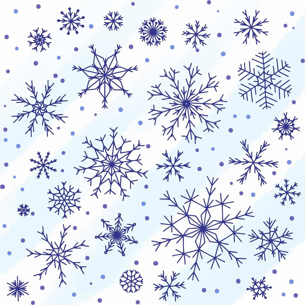 Vector illustration of snowflakes, different shapes and sizes