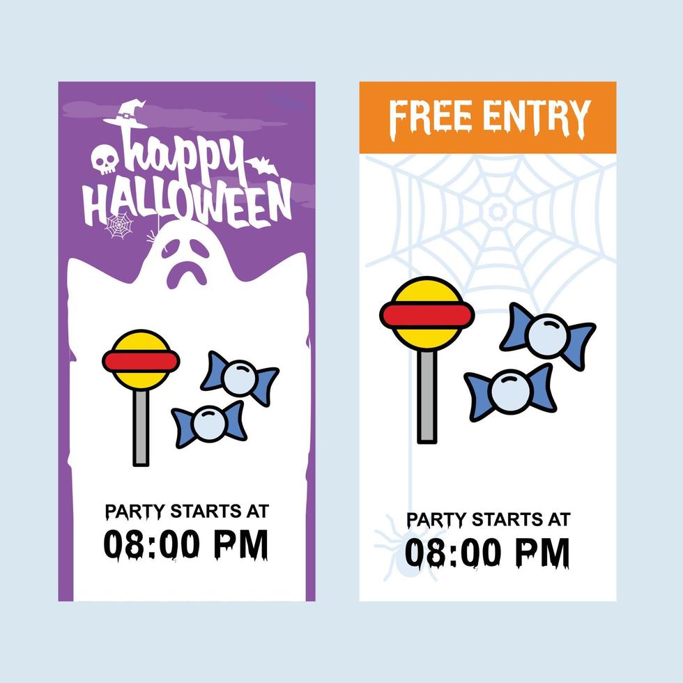 diseño de invitación de halloween feliz con vector de caramelo