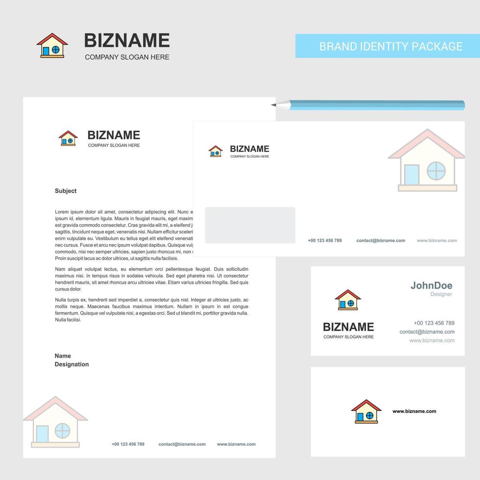 Home Business Letterhead Envelope and visiting Card Design vector template