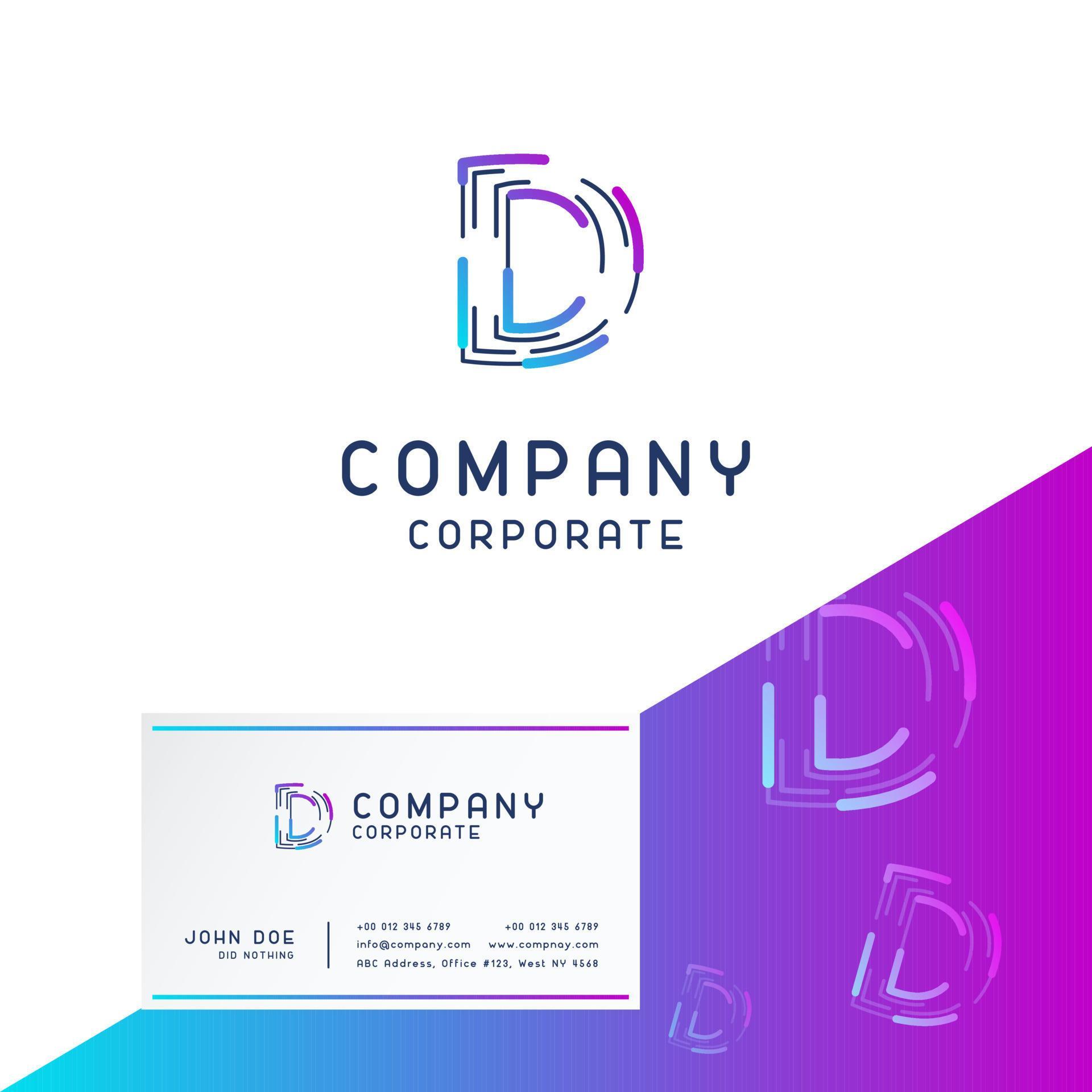D company logo design with visiting card vector 14025627 Vector Art at