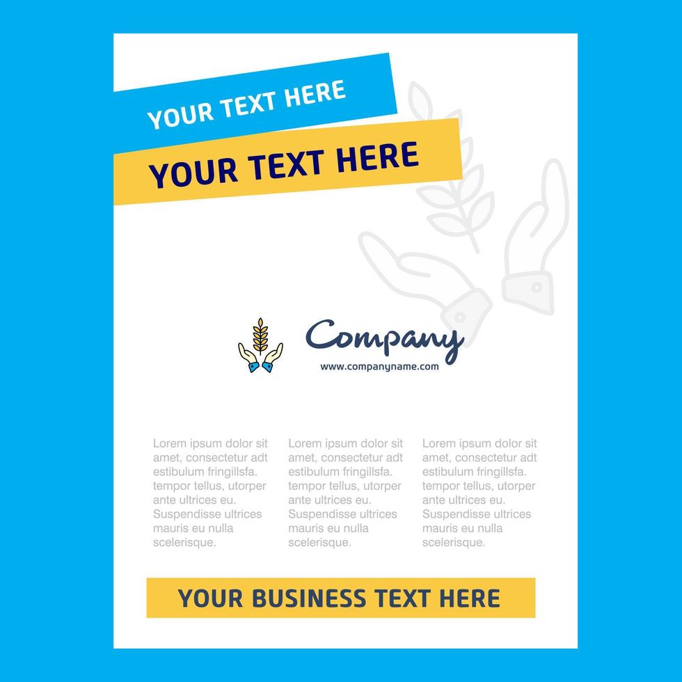 Crops in hands Title Page Design for Company profile annual report presentations leaflet Brochure Vector Background