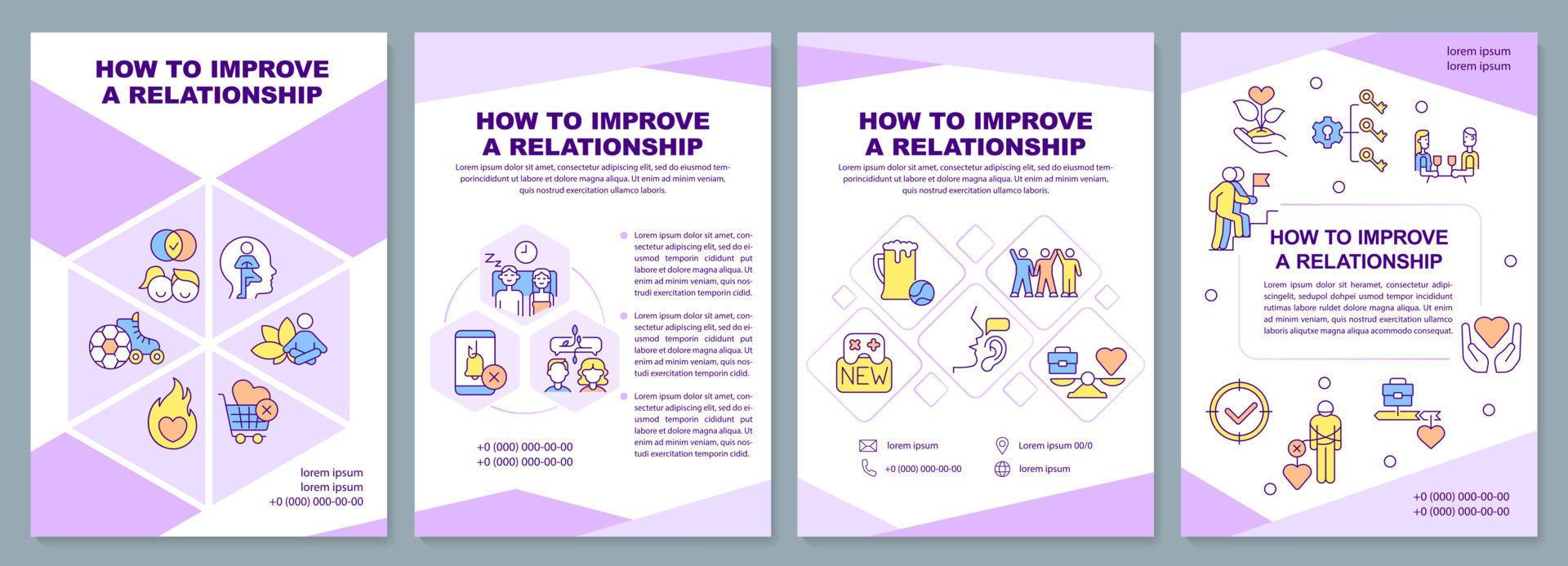 How to improve relationship purple brochure template. Leaflet design How to improve relationship purple brochure template. Leaflet design