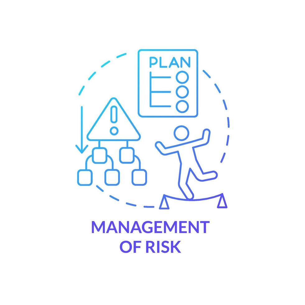 Management of risk blue gradient concept icon. Plan for crisis situation. Project development abstract idea thin line illustration. Isolated outline drawing. vector