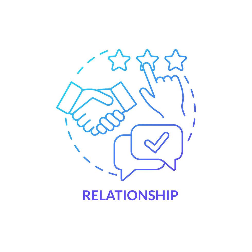 Relationship blue gradient concept icon. Communication with customers. Business model canvas abstract idea thin line illustration. Isolated outline drawing. vector