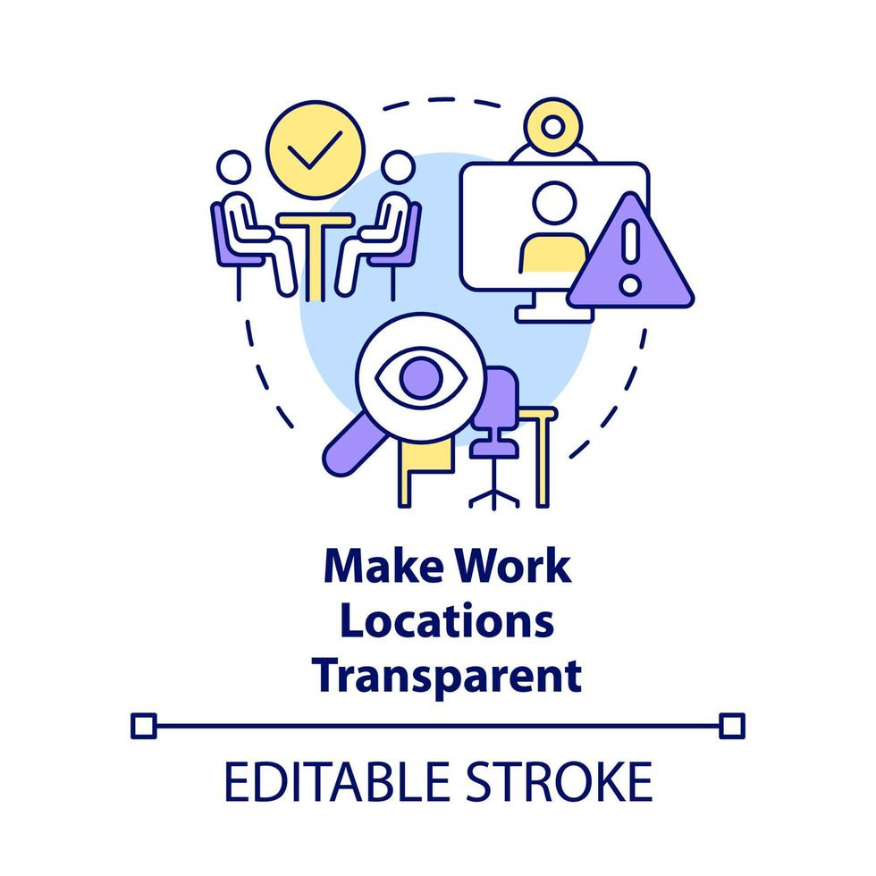 Make work locations transparent concept icon. Creating hybrid environment abstract idea thin line illustration. Isolated outline drawing. Editable stroke. vector