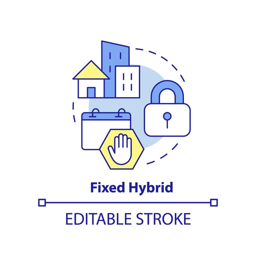 Fixed hybrid concept icon. Workflow management. Hybrid work model abstract idea thin line illustration. Isolated outline drawing. Editable stroke. vector