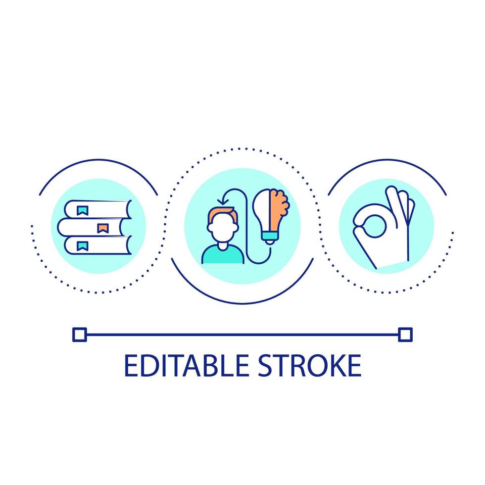 Acquiring knowledge loop concept icon. Absorbing information effectively abstract idea thin line illustration. Academic achievement. Isolated outline drawing. Editable stroke. vector