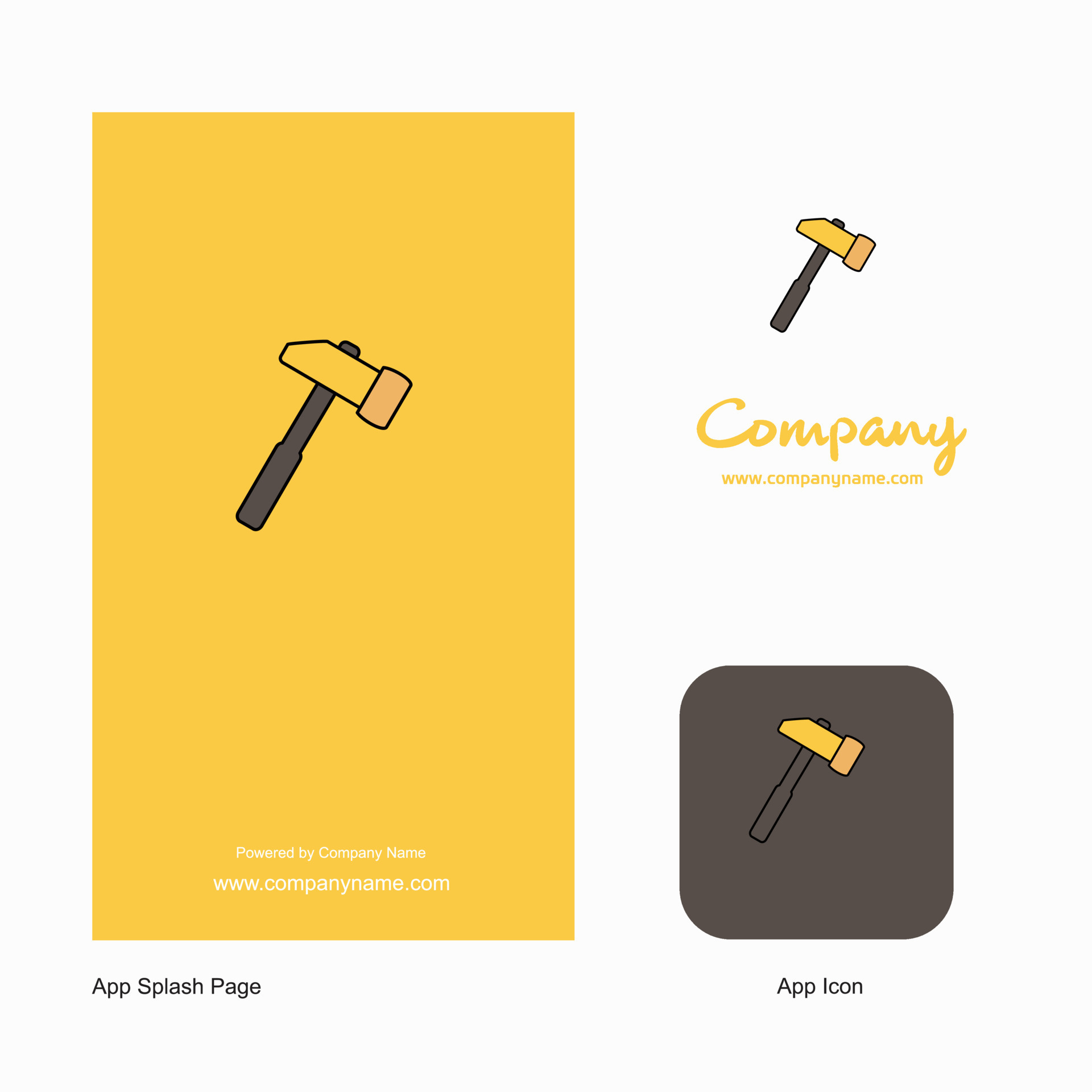 Hammer Company Logo App Icon and Splash Page Design Creative Business