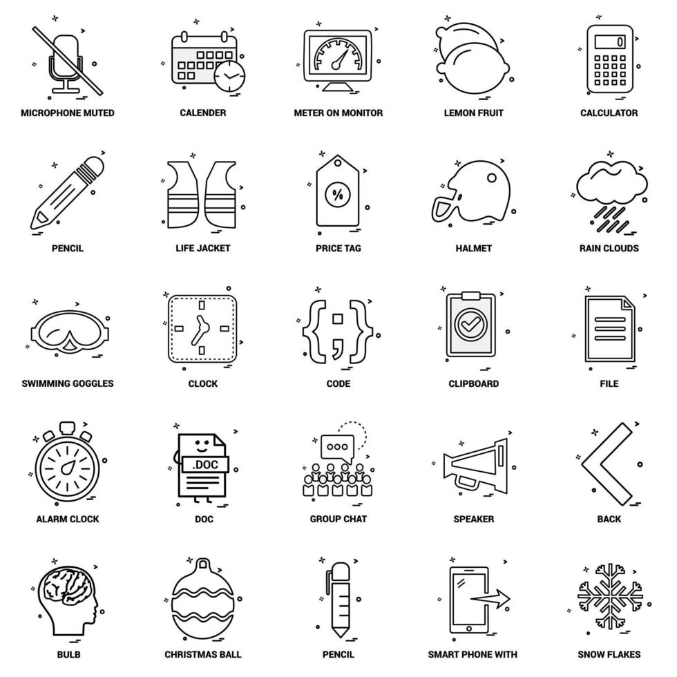 25 conjunto de iconos de línea de mezcla de concepto de negocio vector