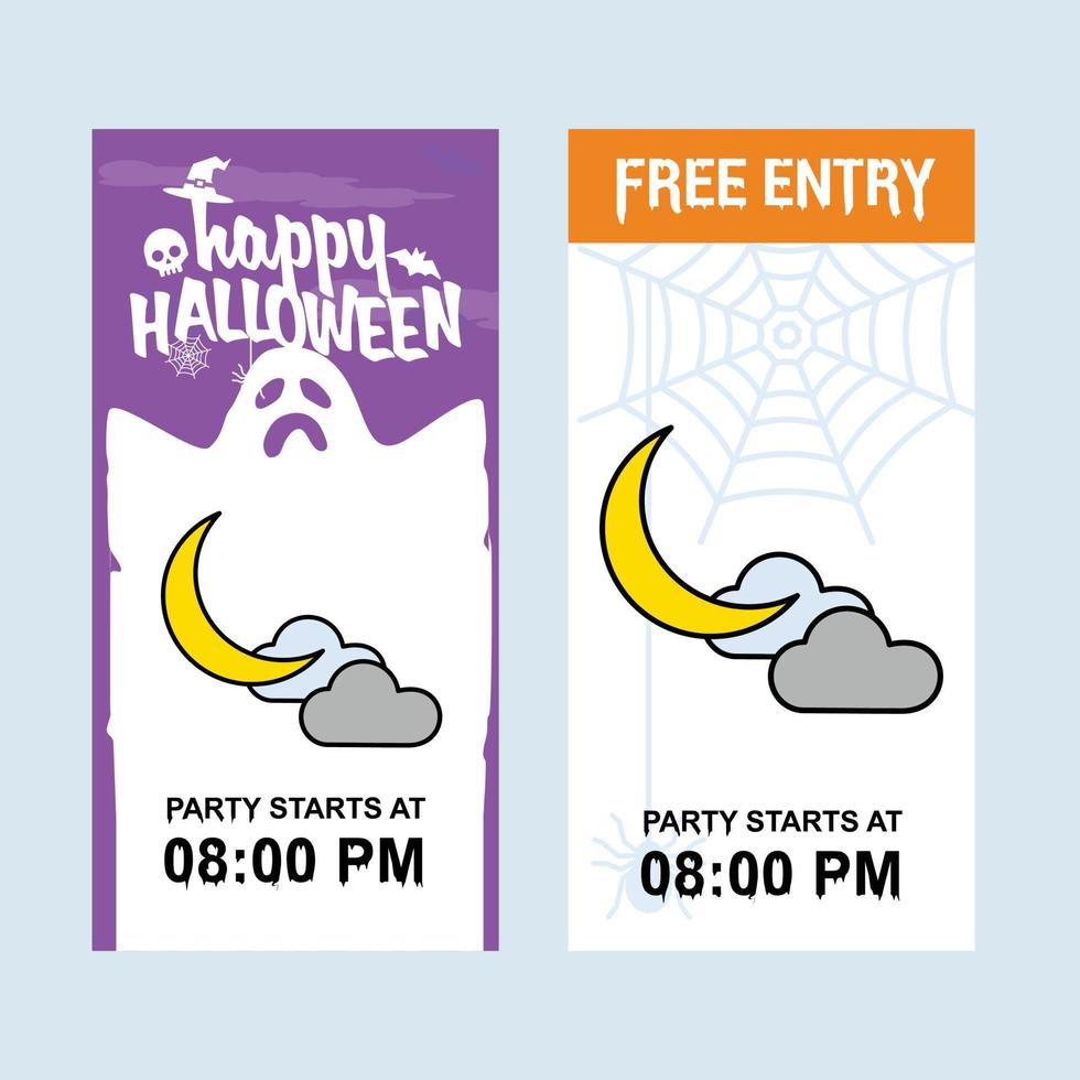 diseño de invitación de feliz halloween con vector de luna