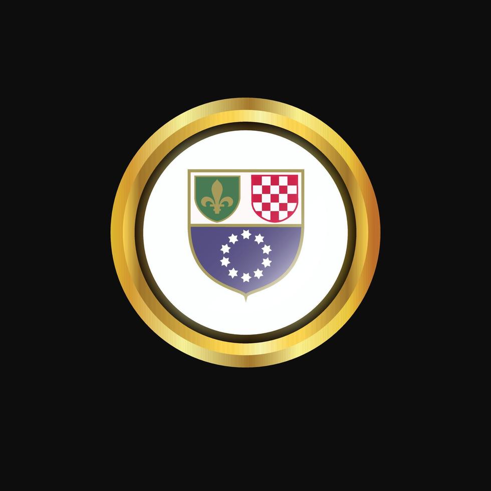 Bosnia and Herzegovina flag Golden button vector