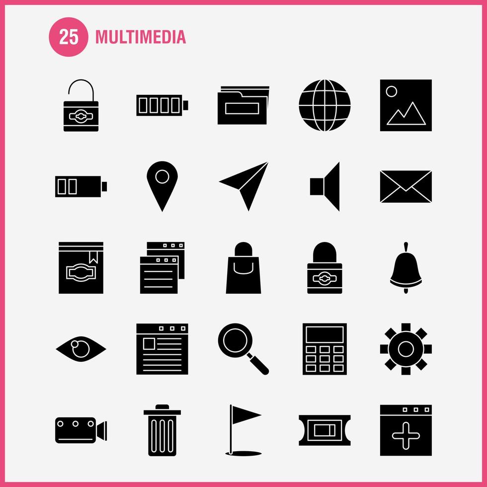 Multimedia Solid Glyph Icon for Web Print and Mobile UXUI Kit Such as Browser Page Web Template Browser Page Web Template Pictogram Pack Vector