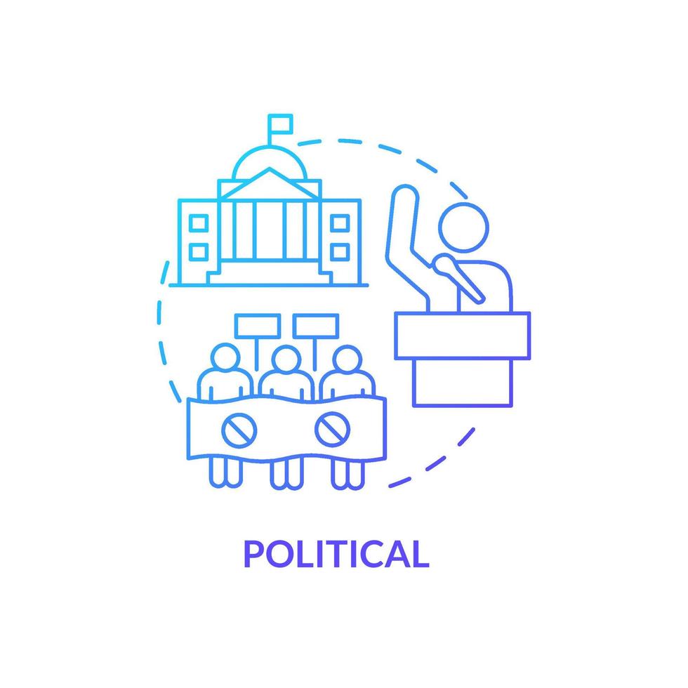 Political blue gradient concept icon. Strategic planning tool of project manager. PESTLE factors abstract idea thin line illustration. Isolated outline drawing. vector