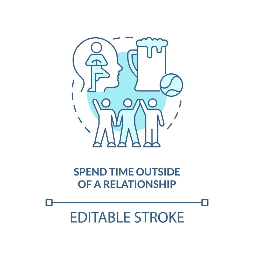 Spend time outside of relationship turquoise concept icon. Live-in relationship rule abstract idea thin line illustration. Isolated outline drawing. Editable stroke. vector