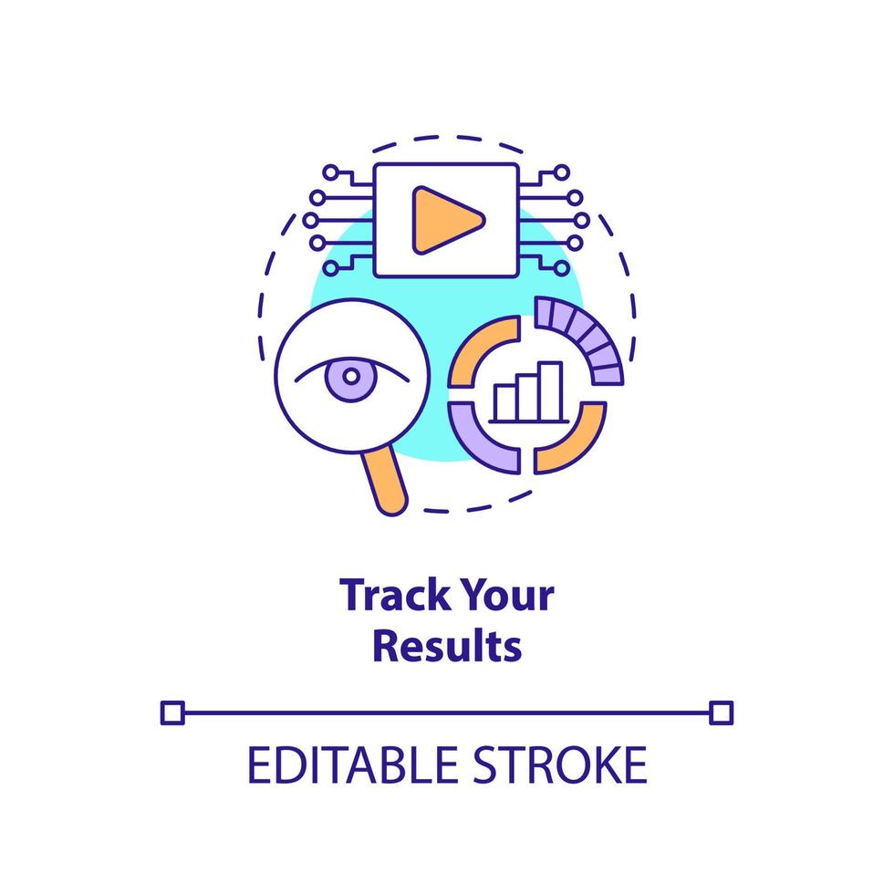 Track your results concept icon. Analyse feedback. Creating educational video abstract idea thin line illustration. Isolated outline drawing. Editable stroke. vector