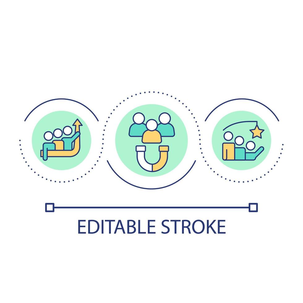 Employee engagement loop concept icon. Worker performance improving with incentives abstract idea thin line illustration. Increase retention. Isolated outline drawing. Editable stroke. vector